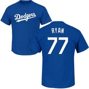 Youth Los Angeles Dodgers River Ryan ＃77 Roster Name & Number T-Shirt - Royal