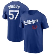 Youth Los Angeles Dodgers Ryan Brasier ＃57 2022 City Connect Name & Number T-Shirt - Royal