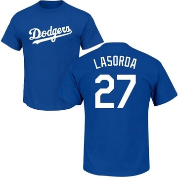 Youth Los Angeles Dodgers Tommy Lasorda ＃27 Roster Name & Number T-Shirt - Royal