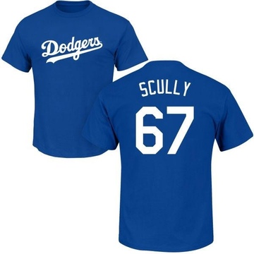 Youth Los Angeles Dodgers Vin Scully ＃67 Roster Name & Number T-Shirt - Royal