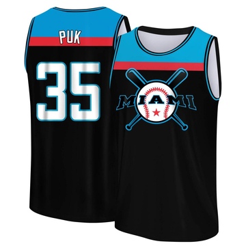 Youth Miami Marlins A.J. Puk ＃35 Legend Baseball Tank Top - Black/Blue