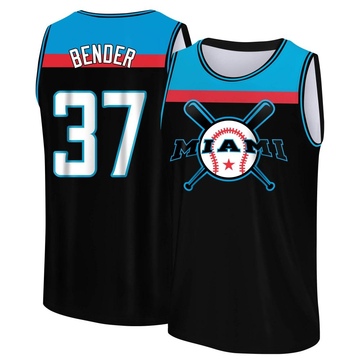 Youth Miami Marlins Anthony Bender ＃37 Legend Baseball Tank Top - Black/Blue