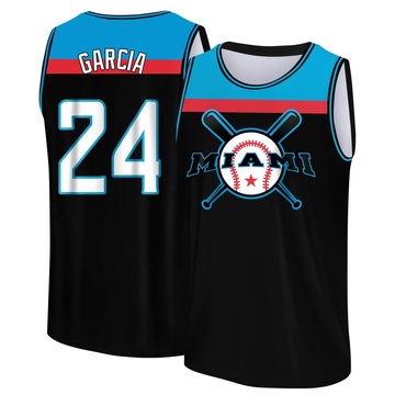 Youth Miami Marlins Avisail Garcia ＃24 Legend Baseball Tank Top - Black/Blue