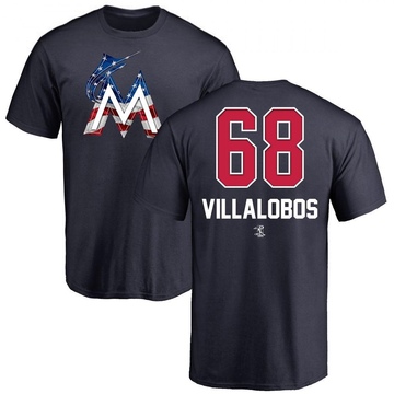 Youth Miami Marlins Eli Villalobos ＃68 Name and Number Banner Wave T-Shirt - Navy