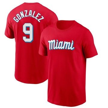 Youth Miami Marlins Erik Gonzalez ＃9 City Connect Name & Number T-Shirt - Red