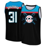 Youth Miami Marlins Huascar Brazoban ＃31 Legend Baseball Tank Top - Black/Blue