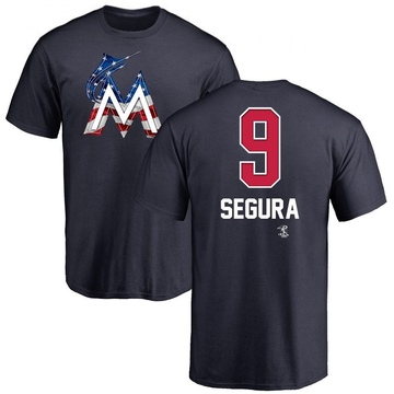 Youth Miami Marlins Jean Segura ＃9 Name and Number Banner Wave T-Shirt - Navy