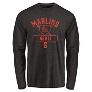 Youth Miami Marlins Jon Berti ＃5 Base Runner Long Sleeve T-Shirt - Black