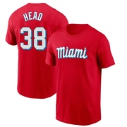 Youth Miami Marlins Louis Head ＃38 City Connect Name & Number T-Shirt - Red