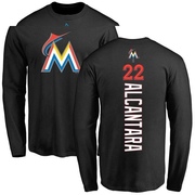 Youth Miami Marlins Sandy Alcantara ＃22 Backer Long Sleeve T-Shirt - Black