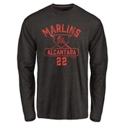 Youth Miami Marlins Sandy Alcantara ＃22 Base Runner Long Sleeve T-Shirt - Black