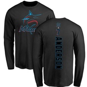 Youth Miami Marlins Tim Anderson ＃7 Backer Long Sleeve T-Shirt - Black