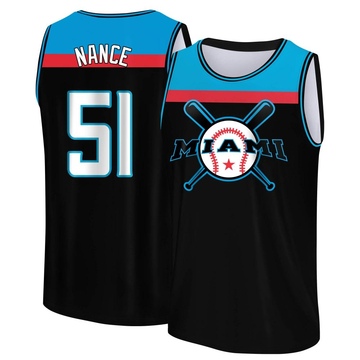 Youth Miami Marlins Tommy Nance ＃51 Legend Baseball Tank Top - Black/Blue