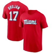 Youth Miami Marlins Vidal Brujan ＃17 City Connect Name & Number T-Shirt - Red