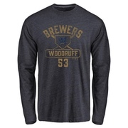 Youth Milwaukee Brewers Brandon Woodruff ＃53 Base Runner Long Sleeve T-Shirt - Navy