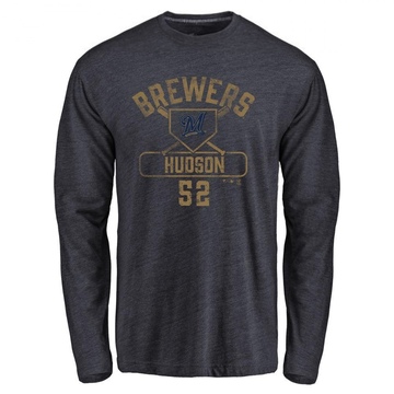 Youth Milwaukee Brewers Bryan Hudson ＃52 Base Runner Long Sleeve T-Shirt - Navy