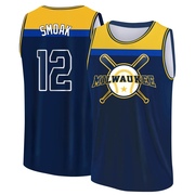 Youth Milwaukee Brewers Justin Smoak ＃12 Legend Baseball Tank Top - Navy/Yellow