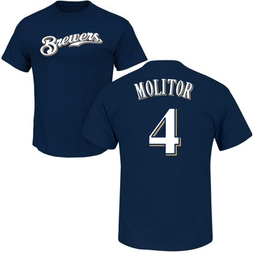 Youth Milwaukee Brewers Paul Molitor ＃4 Roster Name & Number T-Shirt - Navy