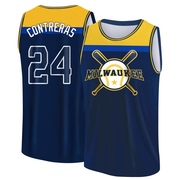 Youth Milwaukee Brewers William Contreras ＃24 Legend Baseball Tank Top - Navy/Yellow