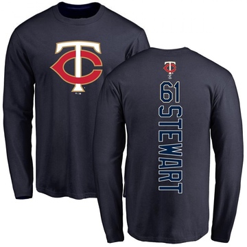 Youth Minnesota Twins Brock Stewart ＃61 Backer Long Sleeve T-Shirt - Navy