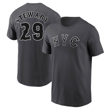 Youth New York Mets DJ Stewart ＃29 Graphite 2024 City Connect Fuse Name & Number T-Shirt
