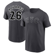 Youth New York Mets Eddy Alvarez ＃26 Graphite 2024 City Connect Fuse Name & Number T-Shirt