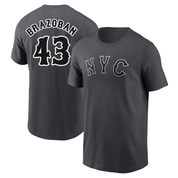 Youth New York Mets Huascar Brazoban ＃43 Graphite 2024 City Connect Fuse Name & Number T-Shirt