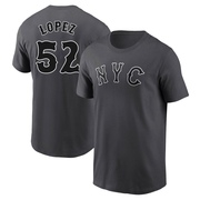 Youth New York Mets Jorge Lopez ＃52 Graphite 2024 City Connect Fuse Name & Number T-Shirt