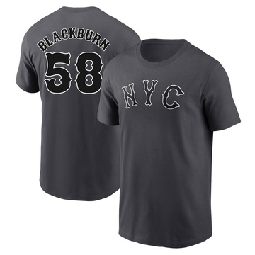 Youth New York Mets Paul Blackburn ＃58 Graphite 2024 City Connect Fuse Name & Number T-Shirt