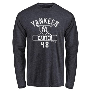 Youth New York Yankees Chris Carter ＃48 Base Runner Long Sleeve T-Shirt - Navy