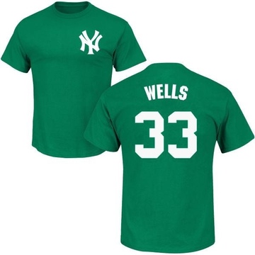 Youth New York Yankees David Wells ＃33 St. Patrick's Day Roster Name & Number T-Shirt - Green