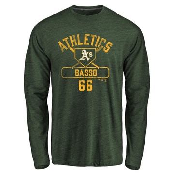 Youth Oakland Athletics Brady Basso ＃66 Base Runner Long Sleeve T-Shirt - Green