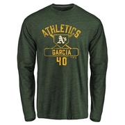 Youth Oakland Athletics Dermis Garcia ＃40 Base Runner Long Sleeve T-Shirt - Green