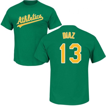 Youth Oakland Athletics Jordan Diaz ＃13 Roster Name & Number T-Shirt - Green