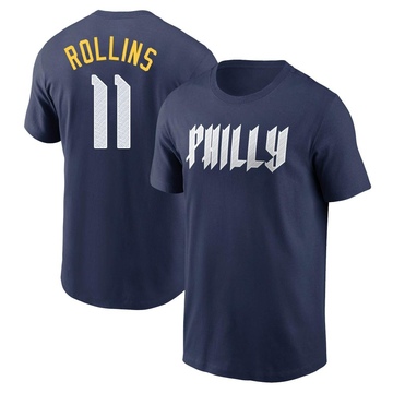 Youth Philadelphia Phillies Jimmy Rollins ＃11 2024 City Connect Fuse Name & Number T-Shirt - Navy