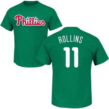 Youth Philadelphia Phillies Jimmy Rollins ＃11 St. Patrick's Day Roster Name & Number T-Shirt - Green