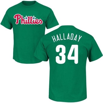 Youth Philadelphia Phillies Roy Halladay ＃34 St. Patrick's Day Roster Name & Number T-Shirt - Green