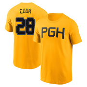 Youth Pittsburgh Pirates Billy Cook ＃28 2023 City Connect Name & Number T-Shirt - Gold