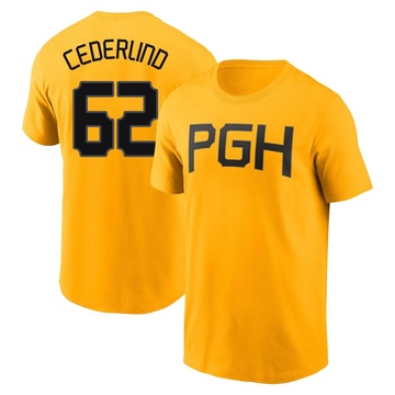 Youth Pittsburgh Pirates Blake Cederlind ＃62 2023 City Connect Name & Number T-Shirt - Gold