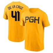 Youth Pittsburgh Pirates Bryan De La Cruz ＃41 2023 City Connect Name & Number T-Shirt - Gold