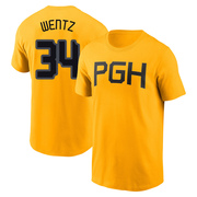 Youth Pittsburgh Pirates Joey Wentz ＃34 2023 City Connect Name & Number T-Shirt - Gold