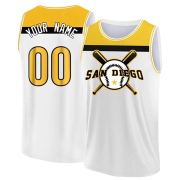 Youth San Diego Padres Custom ＃00 Legend Baseball Tank Top - White/Yellow