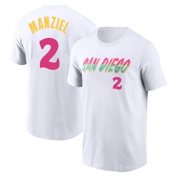 Youth San Diego Padres Johnny Manziel ＃2 2022 City Connect Name & Number T-Shirt - White