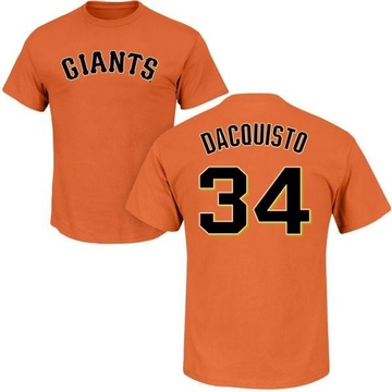 Youth San Francisco Giants John D'acquisto ＃34 Roster Name & Number T-Shirt - Orange