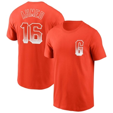 Youth San Francisco Giants Nick Ahmed ＃16 City Connect Name & Number T-Shirt - Orange