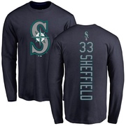 Youth Seattle Mariners Justus Sheffield ＃33 Backer Long Sleeve T-Shirt - Navy