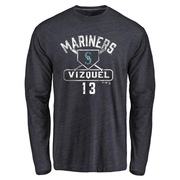 Youth Seattle Mariners Omar Vizquel ＃13 Base Runner Long Sleeve T-Shirt - Navy