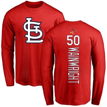 Youth St. Louis Cardinals Adam Wainwright ＃50 Backer Long Sleeve T-Shirt - Red