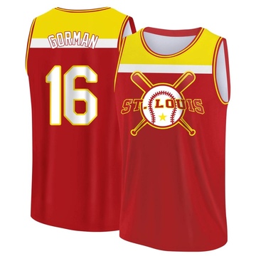 Youth St. Louis Cardinals Nolan Gorman ＃16 Legend Baseball Tank Top - Red/Yellow