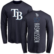 Youth Tampa Bay Rays Drew Rasmussen ＃57 Backer Long Sleeve T-Shirt - Navy